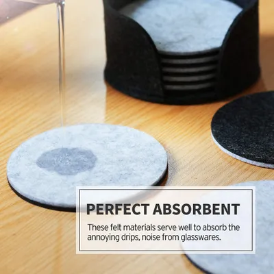 Obrázok produktu pre 8PCS okrúhle plstené podložky Absorbent Heat Resistant Reusable Saucer Pad pre darčeky na kolaudáciu a stolové potreby
