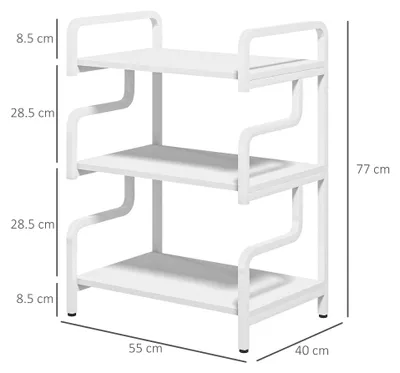 Immagine prodotto di Supporto per Stampante Industriale a 3 Livelli 55x40x77 cm in Metallo e Truciolato Bianco