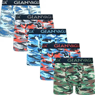 Produktbild von GIANVAGLIA Herren Boxershorts Camouflage 5er-Pack, Baumwolle, Stretch, Komfort,L