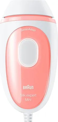 A close-up studio shot of a Braun Silk expert Mini IPL hair removal device.