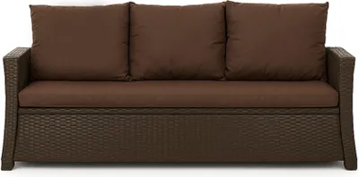 A brown outdoor sofa cushion set.
