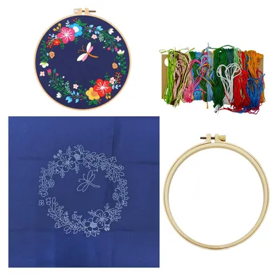 Stickmaterial-Set mit Blumenmuster, 1 Stück, aus Baumwolle