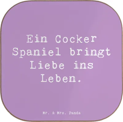 Produktbild von Mr. & Mrs. Panda Untersetzer Glas Spruch Liebe Cocker Spaniel - Lavendeltraum - Geschenk, verspielter Charakter, Tasse, bewegungsfreudig, Coaster, Hund, Hunderassen