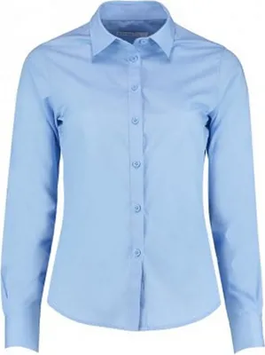 Image de Kustom Kit Femme Blouse Poplelin, manches longues, cintrée PC3157 (52 FR) (Bleu clair)