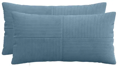 Image de vidaXL Housse de coussin 2 pièces, modèle ALMELO, bleu, 40 x 80 cm, en corde