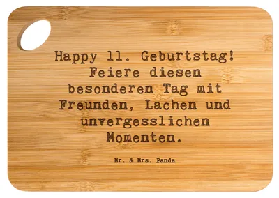 Produktbild von Mr. & Mrs. Panda Brett Spruch 11. Geburtstag Freude - Transparent - Geschenk, Holzbrett, Glücksmomente, Schneidebrett, Feiern, Happy Birthday, Frühstücksbrett, Hackbrett