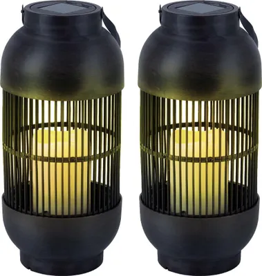 Immagine prodotto di Set di 2 lampade da tavolo solari a LED, candela, lanterna, H 33 cm