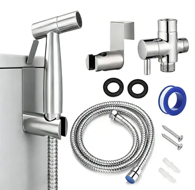 Image de Ensemble de douchette pour bidet, comprenant un support et un tuyau