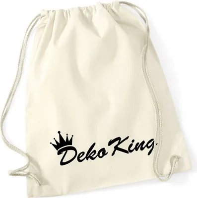 Produktbild von Huuraa Turnbeutel Deko King Krone 12 Liter Natural Baumwolle Rucksack Geschenkidee