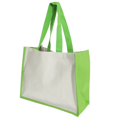 Produktbild von Westford Mill Printers Jute-Tasche / Shopper / Einkaufstasche, 21 Liter BC3348 (Einheitsgröße) (Apfelgrün)