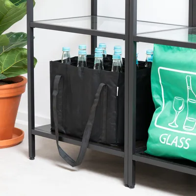 Produktbild von Navaris Bottlebag 12 Fächer Flaschentasche - 26 x 35 x 27cm Flaschen Tasche schwarz reißfest - 12er Tragetasche waschbar - Flaschengröße bis 1,5L