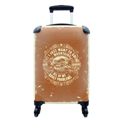 Produktbild von MuchoWow® Koffer Handgepäck Trolley Rollkoffer Kleine Reisekoffer mit 4 Rollen - Jahrgang - Berg - Text - Cabin Size < 55x40x23 cm & 55x40x20 cm - Fotokoffer - Kabinenkoffer - Boardgepäck - Reise-Box - Reisekoffer - Reisegepäck - Koffer mit Bild - Trolley für Kinder