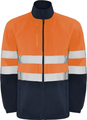 Produktbild von Roly Workwear HV9305 | Altair Hi-Viz Fleece Jacke mit Reflektionsstreifen - Farbe: Navy Blue 55/Fluor Orange 223 - Größe: 3XL