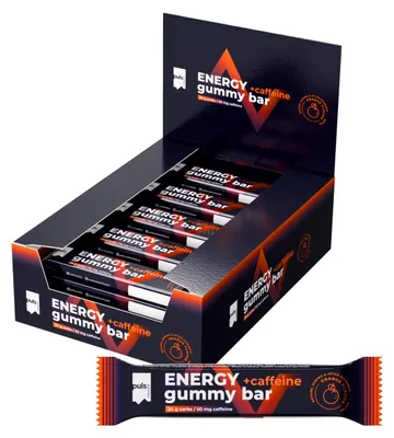 Obrázok produktu pre Puls Nutrition Energy Gummy Bars – 24 g rýchlo dostupných sacharidov a 50 mg kofeínu – pomarančová príchuť, 20 x 30 g