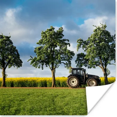 Produktbild von MuchoWow® Poster Traktor - Baum - Blumen 75x75 cm - Wand Dekoration