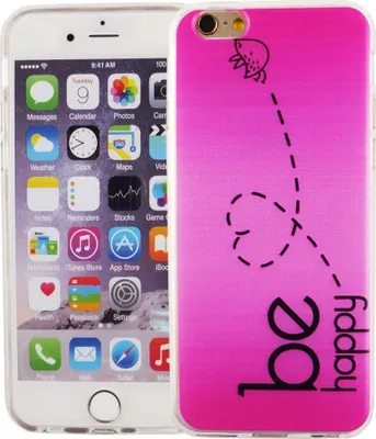 Produktbild von Handy Hülle für Apple iPhone 6 / 6s Cover Case Schutz Tasche Motiv Slim Silikon TPU Be Happy Pink