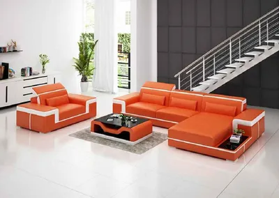 Produktbild von Wohnlandschaft Ecksofa L Form Leder Polster