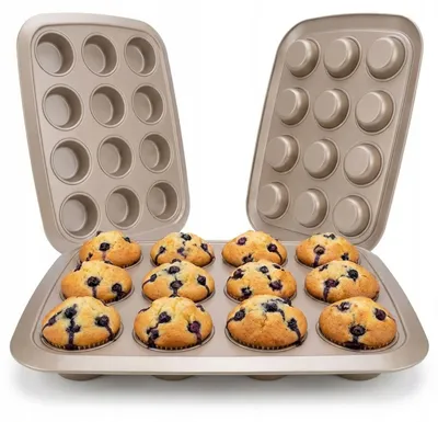 Produktbild von Goldenes Muffinblech für 12 Stück aus Kohlenstoffstahl