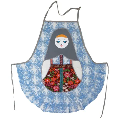Produktbild von Schürze Kochschürze Matrjoschka Matroschka mit Schleife Apron Damen Patchwork slawischer Stil