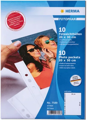 Obrázok produktu pre HERMA 7589, Priehľadná, Biela, Polypropylén (PP), Portrét, 200 mm, 300 mm, 10 kusov