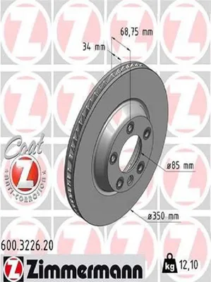 Produktbild von ZIMMERMANN Coat Z Bremsscheibe Vorne Links für VW Touareg (7LA, 7L6, 7L7) 350mm 600.3226.20