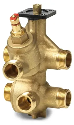 Produktbild von Siemens 6-Wege PICV Regelventil, DN15, PN25, G3/4", 210–1200l/h, mit Messnippel, 1 Stk.