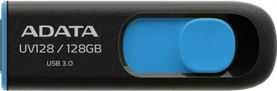 Zdjęcie produktu dla ADATA DashDrive UV128 128GB, 128 GB, USB Typu-A, 3.2 Gen 1 (3.1 Gen 1), 90 MB/s, Łożysko tulejowe, Czarny, Niebieski