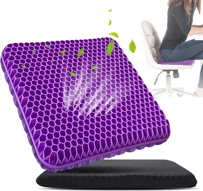 Produktbild von Gel Sitzkissen Orthopädisches Sitzkissen Gelkissen Rutschfest Atmungsaktives Gel Kissen, lila