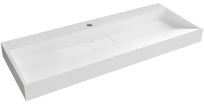 Immagine prodotto di CERANO - Lavabo in marmo colato Vita - da appoggio o da incasso - foro per rubinetto - bianco opaco - 100x46 cm