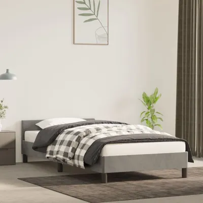 Produktbild von Möbel Bettgestell mit Kopfteil Hellgrau 100x200 cm Samt - Klassische Betten 347555