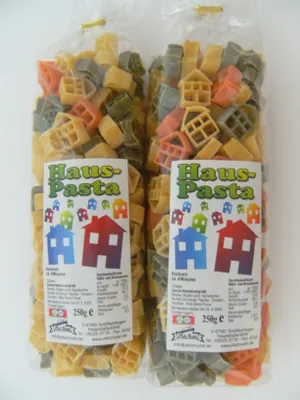 Produktbild von Streuteile Häuser aus Nudelteig, 2X 250 g, Nudeln, Pasta, Dekoration, Delikatesse, Haus