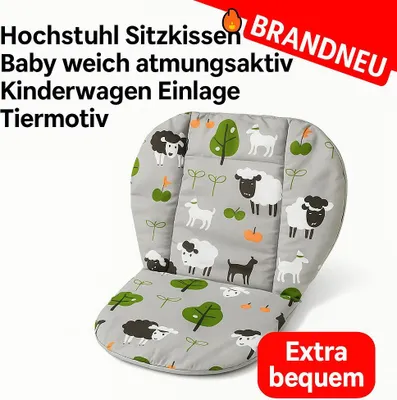 Produktbild von Hochstuhl Sitzkissen Baby weich atmungsaktiv Kinderwagen Einlage Tiermotiv