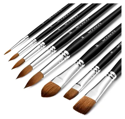 Produktbild von Aquarellpinsel Set - 8-teiliges Rotmarder Pinselset für Aquarell und Gouache