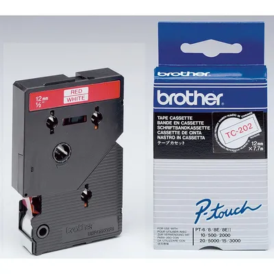 Produktbild von Brother - Weiß, Rot - Rolle (1,2 cm x 7,7 m) 1 Stck. Druckerband - für P-Touch PT-15, PT-20, PT-2000, PT-3000, PT-500, PT-5000, PT-6, PT-8, PT-8E