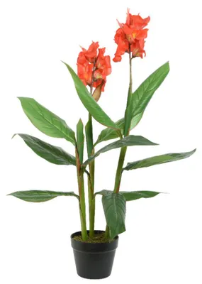 Produktbild von Canna Flower Schilfrohr Kunstpflanzen 89 cm mit schwarzem Topf