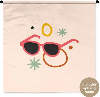 Produktbild von MuchoWow® Wandteppich Wandbehang Sonnenbrille - Kreis - Sommer 150x150 cm Tapisserie Dekoration Wandtuch - Wohnaccessoires - Modernes
