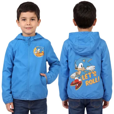 Produktbild von Sonic Blaue Jungenjacke, WINDBREAKER mit Kapuze, MIT FLEECE GEFÜTTERT 98-104