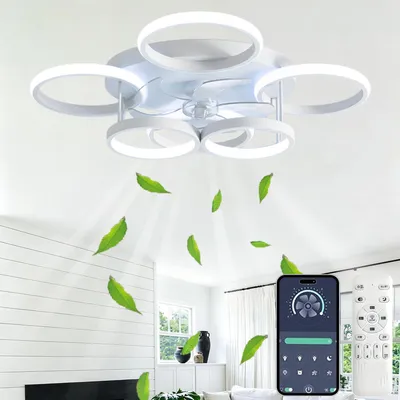 Obrázek produktu pro Stropní ventilátor s osvětlením - 72 W, bílá barva, moderní design - 6 rychlostí