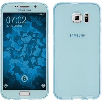 Produktbild von PhoneNatic Case kompatibel mit Samsung Galaxy S6 - hellblau Silikon Hülle 360° Fullbody Cover