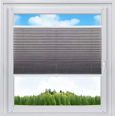 Produktbild von WOLTU Plissee Klemmfix ohne Bohren Crushed Optik, Jalousie Faltrollo Blickdicht, easyfix Sichtschutz Sonnenschutz, Grau 90x130 cm