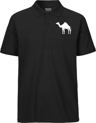 Produktbild von Huuraa Herren Polo Shirt Dromedar Kamel Silhouette S Black Bio Baumwolle Fairtrade Poloshirt Geschenkidee