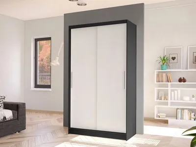 Obrázok produktu pre Úzka šatníková skriňa 100 cm s posuvnými dverami ARAPO 1 - čierna / biela