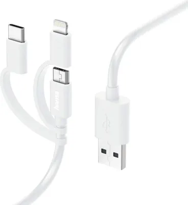 Produktbild von Hama 00187200, 1 m, Lightning, USB C, Männlich, Männlich, Weiß