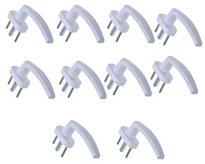 Produktbild von Aqbau® PVC Fenstergriff Weiß 10 Stück, Fensterolive Kunststoff auf Oval-Rosette 28 x 63mm - Fenstergriffe für Fenster & Balkontüren und