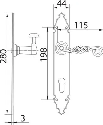 Zdjęcie produktu dla Klamka drzwiowa AMIG 102-280x45 72 WB czarna
