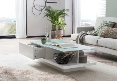 Produktbild von SalesFever Couchtisch rechteckig | mit Schublade | MDF-Holz | B 120 x T 60 x H 36 cm | weiß