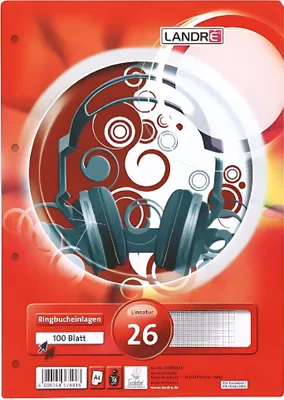 Zdjęcie produktu dla LANDRÉ® 100050464 LANDRÉ® Ringbucheinlagen A4 kariert, 100 Blätter