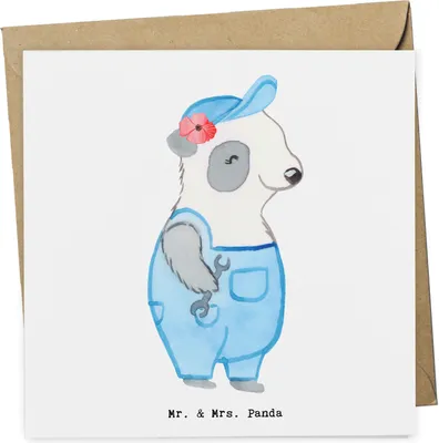 Produktbild von Mr. & Mrs. Panda Glückwunschkarte Mechatronikerin für Kältetechnik Herz - Weiß - Geschenk, Gesellenprüfung, Klappkarte, faltkarte, Grußkarte, Werkstatt, anlasskarte