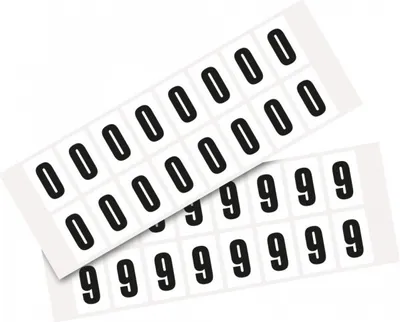 Produktbild von Dreifke® Aufkleber I Kombipackung Ziffer 0-9, weiß/schwarz, Folie, SH 25mm, 2...