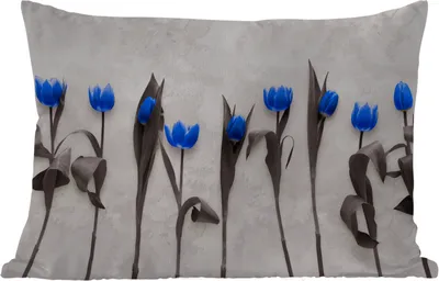Produktbild von MuchoWow® Outdoor Kissen - Blumen - Tulpen - Blau - 50x30 cm - Wetterfest - Lounge Kissen - Sofa kissen - Wohnzimmer Dekoration